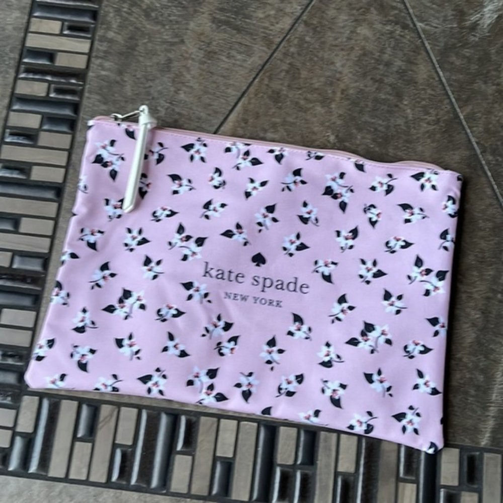 Kate Spade Large Canvas Floral Print Zip Pouch - Picture 3 of 14